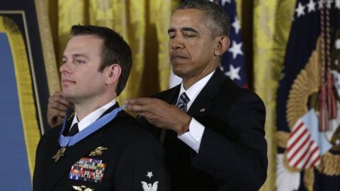 President Obama awards Edward Byers the Medal of Freedom