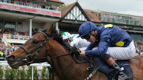 David Nolan riding Garfield Shadow win The CAA Stellar Handicap at Chester Racecourse on May