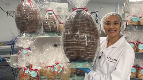 nina with a big easter egg