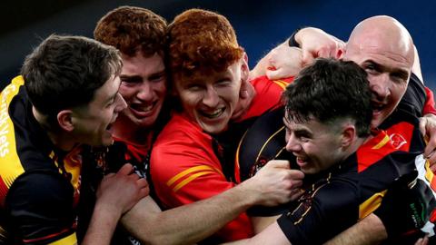 Cullyhanna players celebrate after their All-Ireland Intermediate Club Final triumph at Croke Park