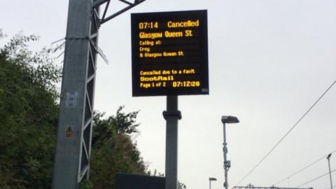 Train cancelled sign