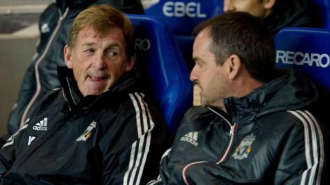 Sir Kenny Dalglish and Steve Clarke in the Liverpool dugout