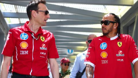 Riccardo Adami and Lewis Hamilton