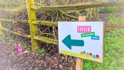 Signage for the adventure trail at Nene Park