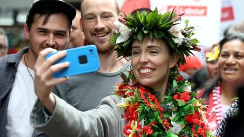 Jacinda Ardern campaigning ahead of the 2020 election
