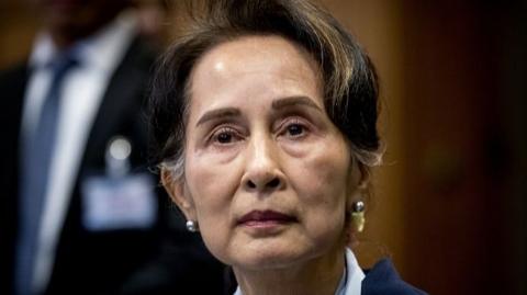 Ms Suu Kyi appeared at a hearing of the International Court of Justice in December