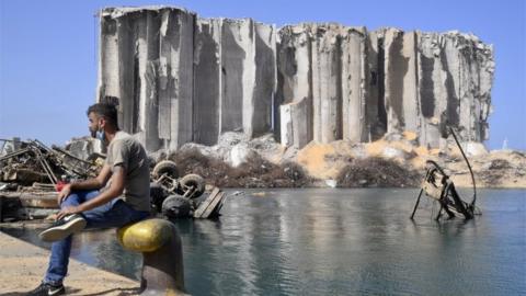 Damaged grain silos at Beirut port 30/09/20