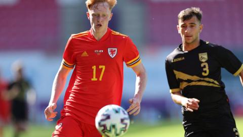 Wales Under-21s Oli Hamond in action against Gibraltar