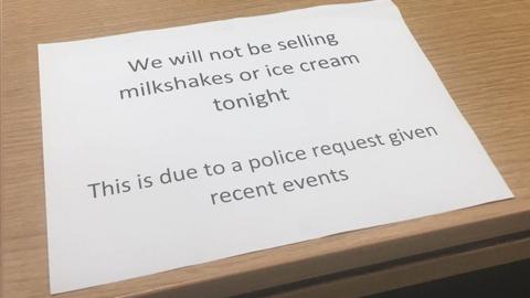 Milkshake ban notice