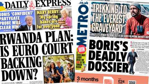 Daily Express and Metro front page