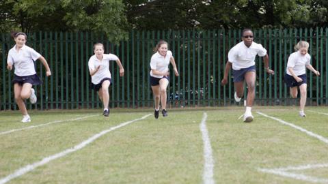 Children participate in a running race