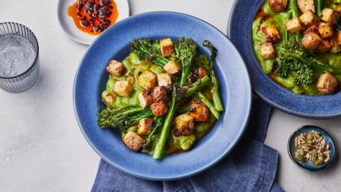 Miso, tahini and spinach butter beans