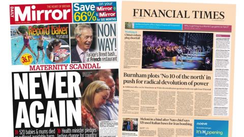 Newspaper headlines: 'Never again' and 'No 10 of the north'