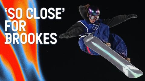 Mia Brookes mid air in the Big Air snowboarding event