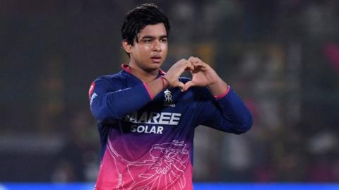 Vaibhav Sooryavanshi celebrates a century against Sunrisers