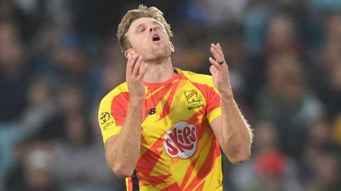Trent Rockets captain David Willey reacts