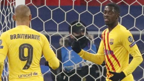 Martin Braithwaite (left) and Ousmane Dembele