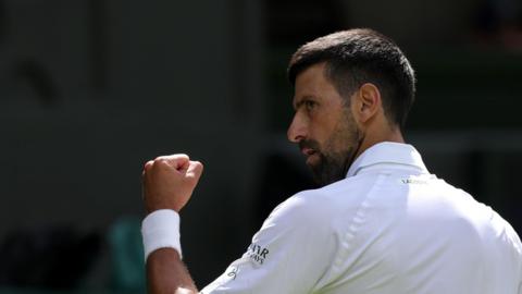 Novak Djokovic clenches his fist