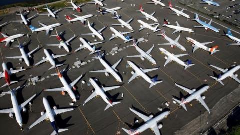 Grounded Boeing 737 Max planes