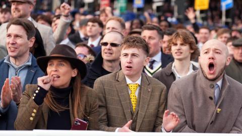 Racegoers react at Cheltenham Festival