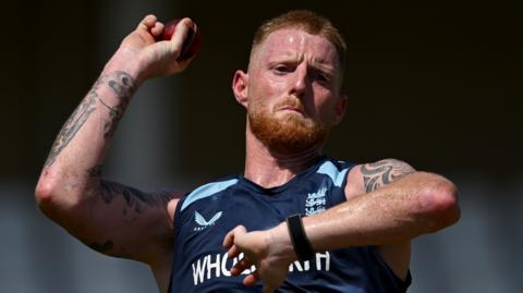 Ben Stokes prepares to bowl in the nets
