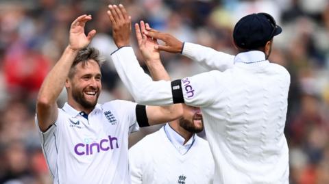 Chris Woakes celebrates