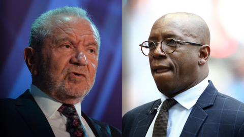 A split picture of Lord Sugar and Ian Wright