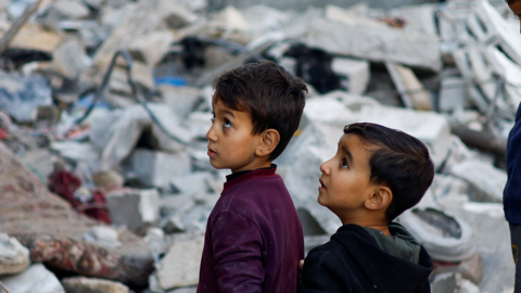 Displaced children in Gaza