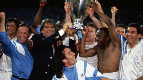 Marseille celebrate winning the 1993 Champions League