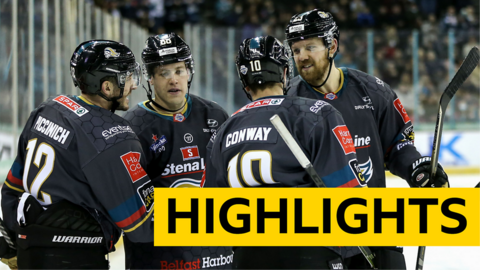 Belfast Giants celebrate victory over Coventry