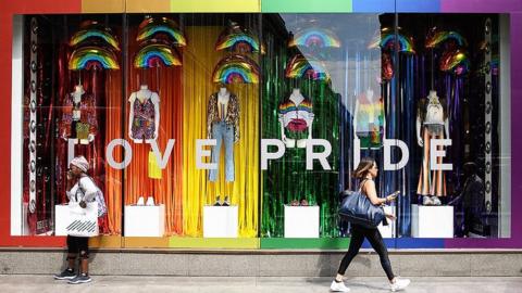 Pride decorated shop window