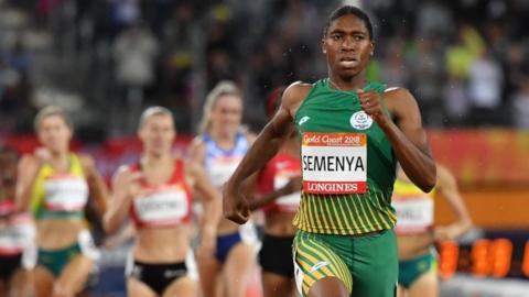 Caster Semenya running in the 1500m at the 2018 Commonwealth Games