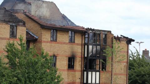 Damage to flats after explosion