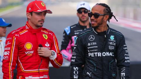 Leclerc and Hamilton on the grid ahead of Bahrain Grand Prix