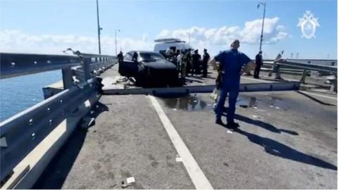 Image from the damaged Kerch bridge