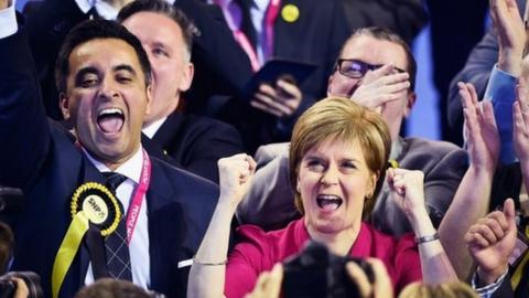 Nicola Sturgeon celebrates SNP's victories 