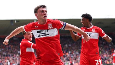Dael Fry celebrates giving Middlesbrough the lead against Millwall