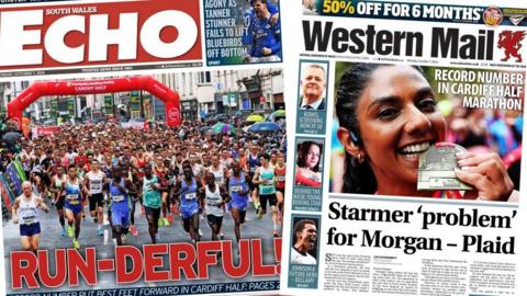 Front pages of the South Wales Echo and Western Mail