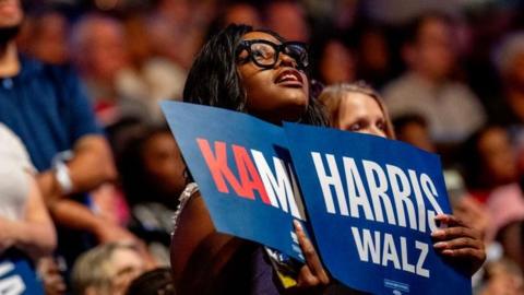 Woman at Harris rally