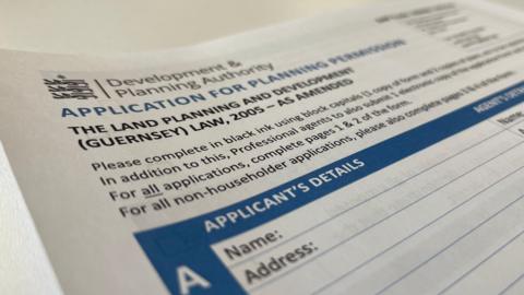 Close up photo of a planning application form. The title of the form reads in capital letters 'APPLICATION FOR PLANNING PERMISSION'.