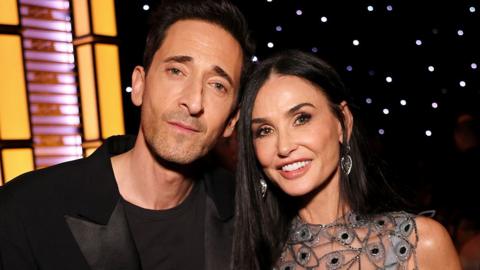 Adrien Brody and Demi Moore attend the 77th Annual Directors Guild of America Awards at The Beverly Hilton on February 08, 2025 in Beverly Hills, California