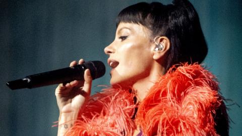Lily Allen performs West End Girl at The Orpheum Theatre on April 26, 2026 in Los Angeles, California.