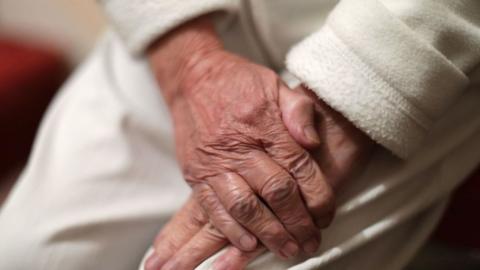 An elderly woman's hands