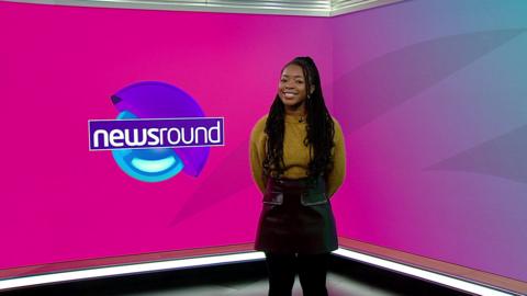 Emma-Louise on the Newsround set