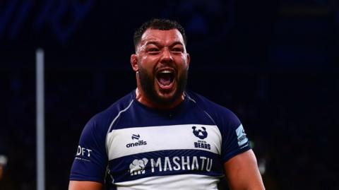 Bristol Bears' Ellis Genge celebrates.