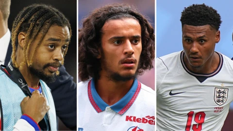 Bradley Barcola, Ayyoub Bouaddi and Ollie Watkins split graphic