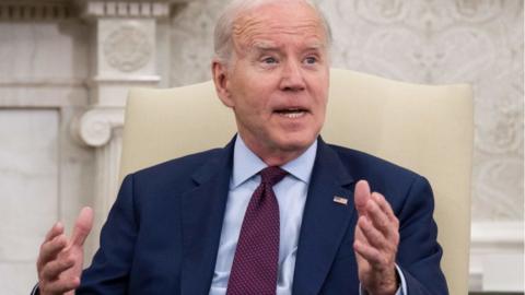 US President Joe Biden in the Oval Office of the White House on 16 May 2023