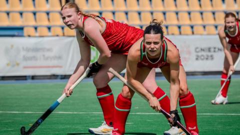 Millie Holme and Caitlin Witham of Wales