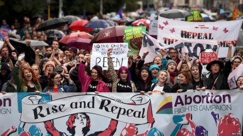 Supporters of abortion law reform demonstrate in Dublin