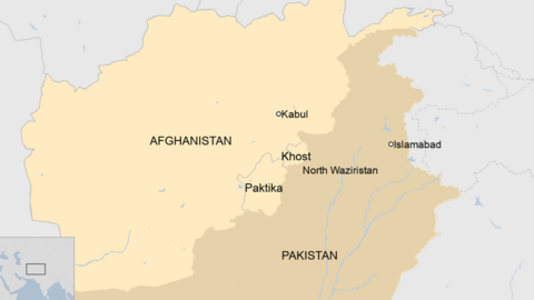 A map showing Afghanistan and Pakistan